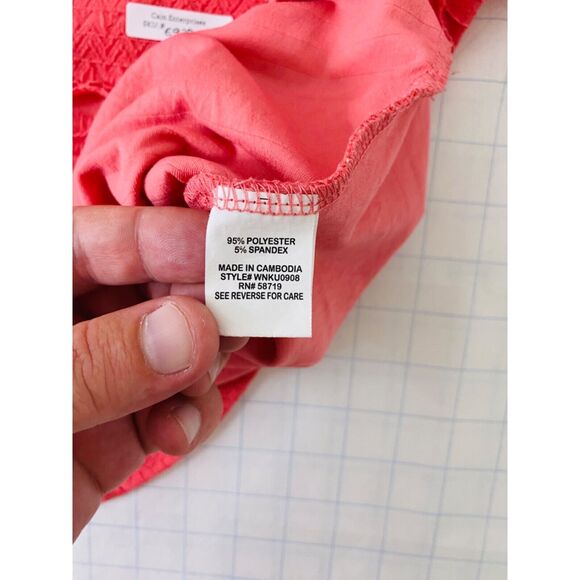 Notations Women's Tiered Blouse Salmon Pink Short Sleeve Scoop Neck Size 1X - Picture 9 of 9
